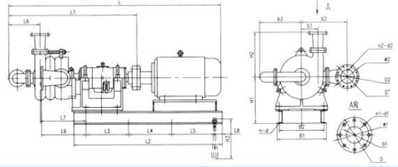 XPA(2)型橡胶渣浆泵安装尺寸图