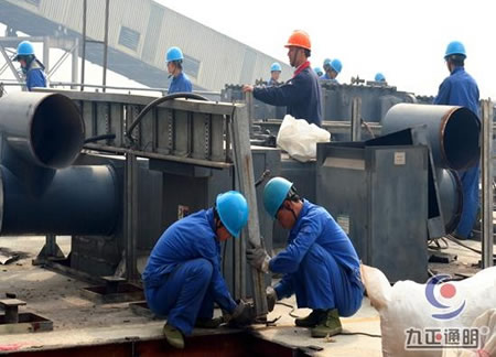 九正通明锅炉电除尘设备大修改造施工现场