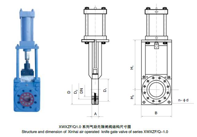 气动无隙闸阀结构尺寸