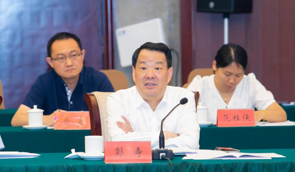 中国工程院院士、中国建材集团有限公司首席科学家彭寿在会上发言。广西科协供图